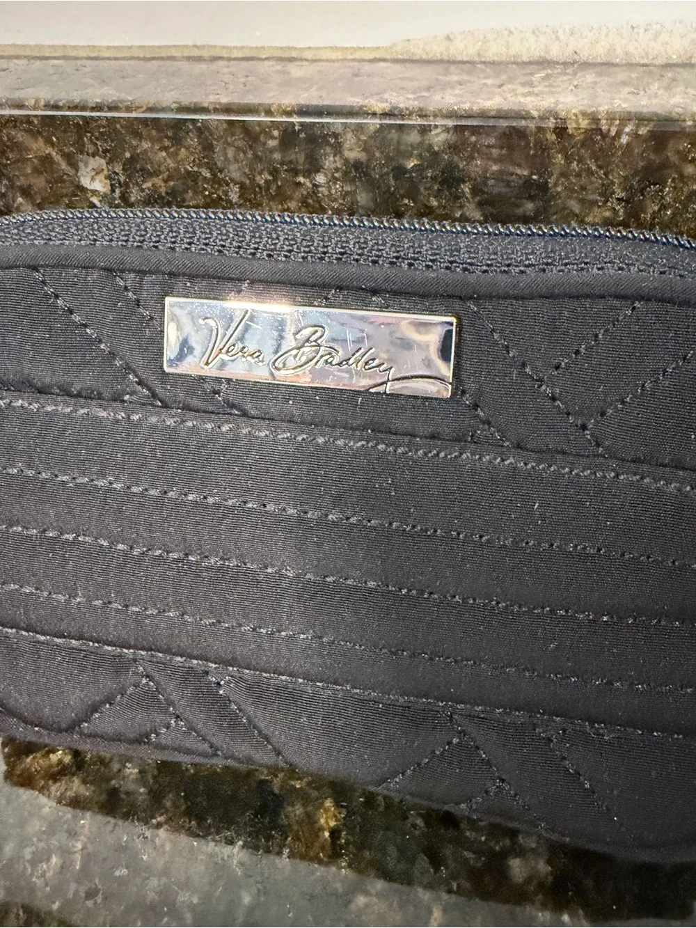 VERA BRADLEY Quilted Black Zip Wallet